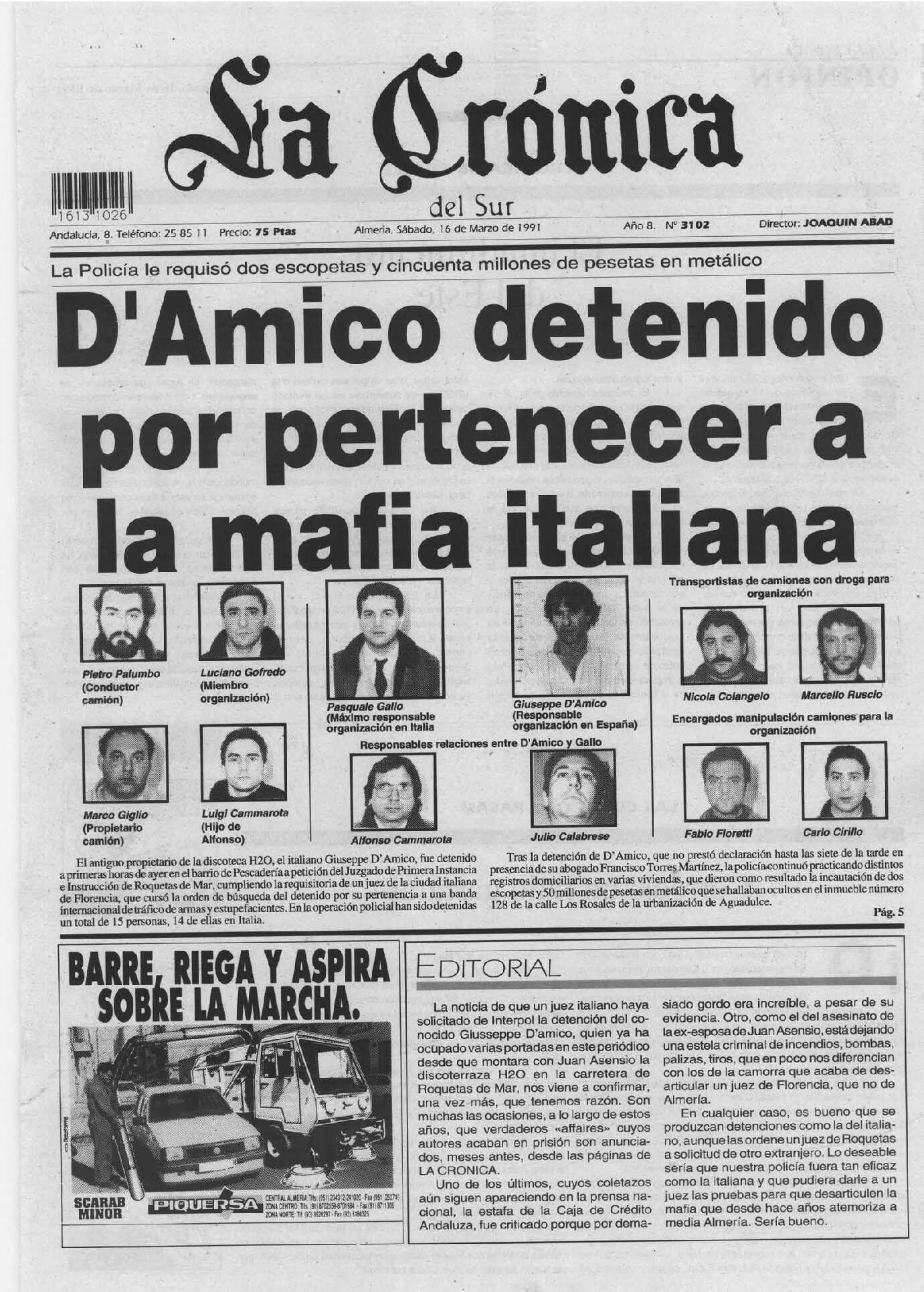 D'Amico detenido por pertenecer a la mafia italiana