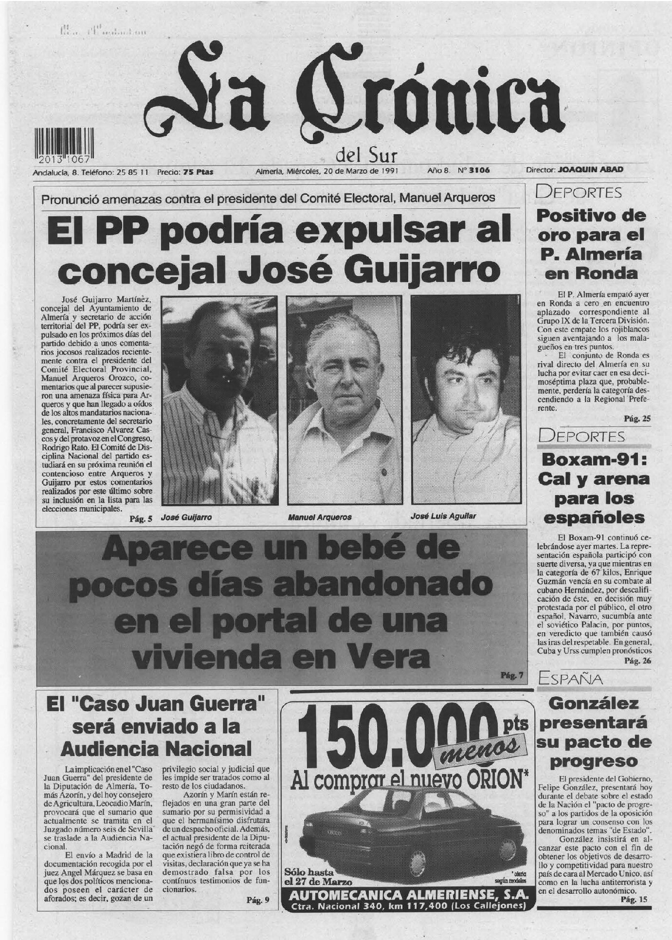 El PP podría expulsar al concejal José Guijarro
