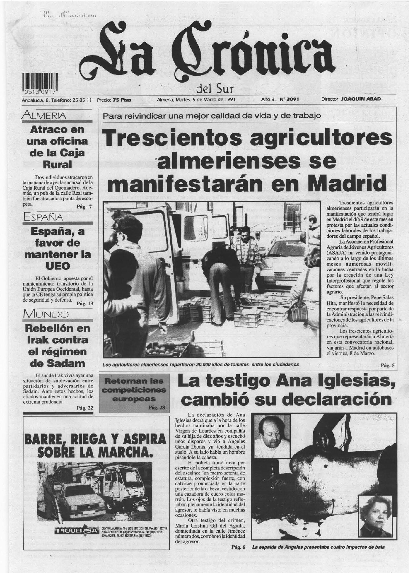 Trescientos agricultores almerienses se manifestarán en Madrid