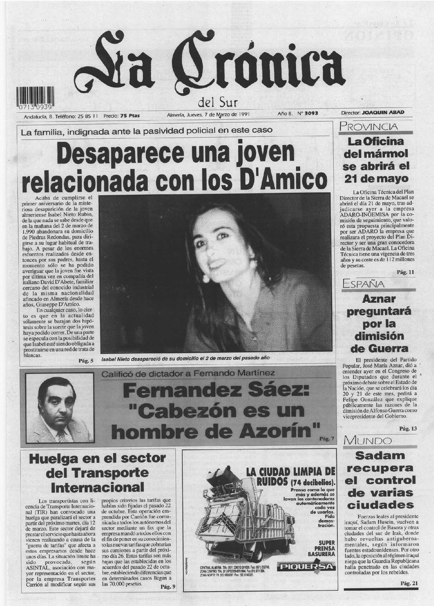 Desaparece una joven relacionada con los D'Amico